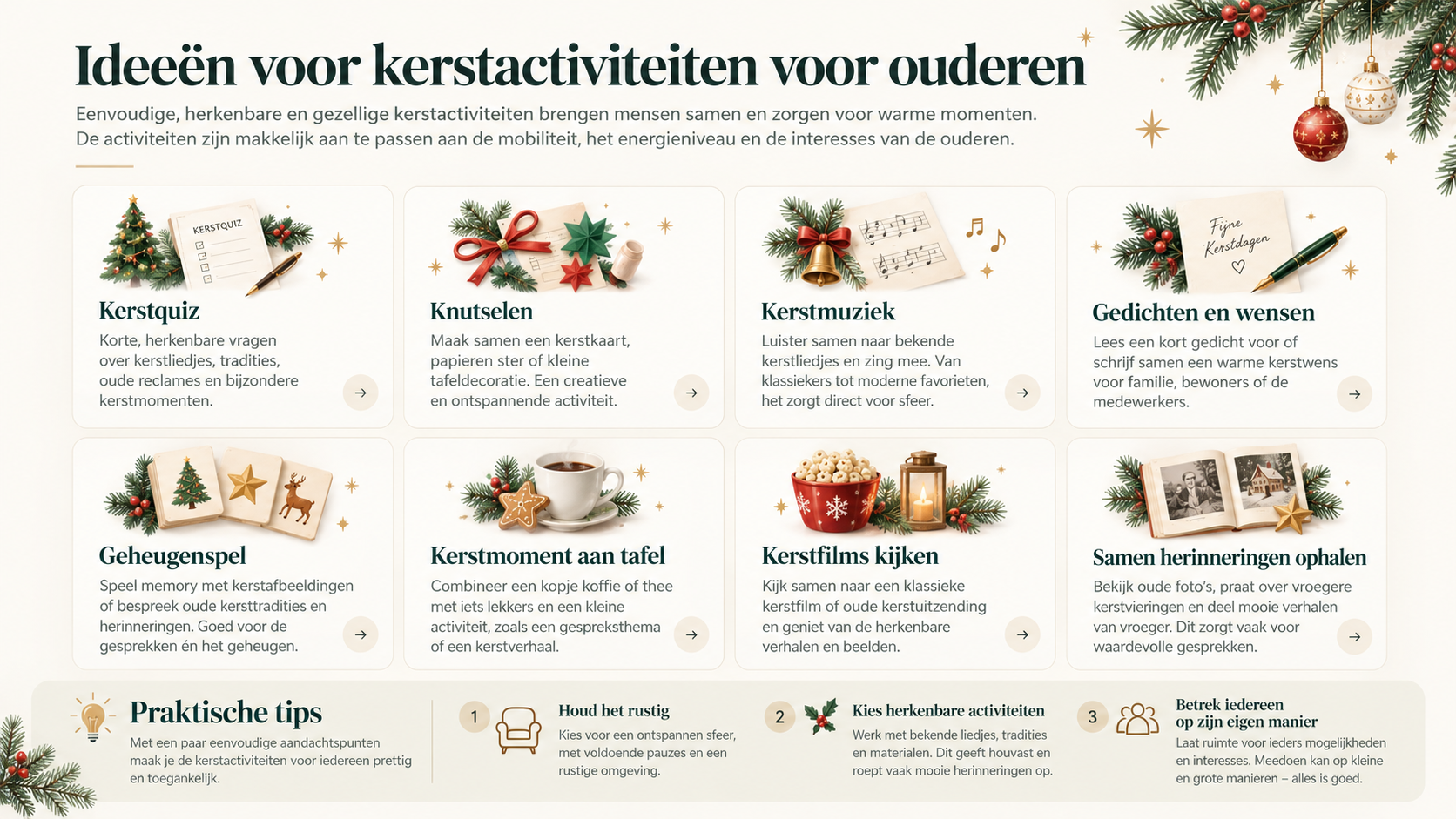 Gezellige kerstactiviteiten voor ouderen aan tafel