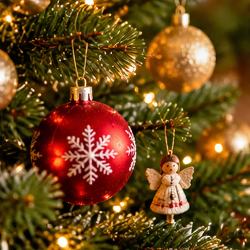Kerstversiering met groen en warme lichtjes