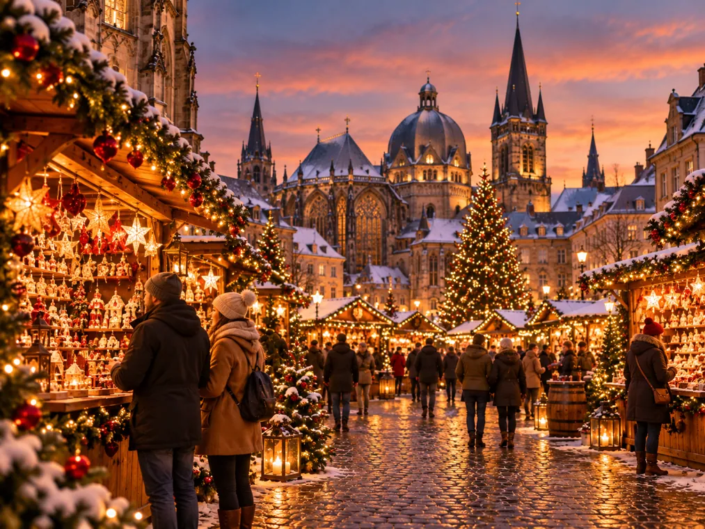 Sfeerillustratie van een kerstmarkt bij het onderwerp Kerstmarkt Zaragoza