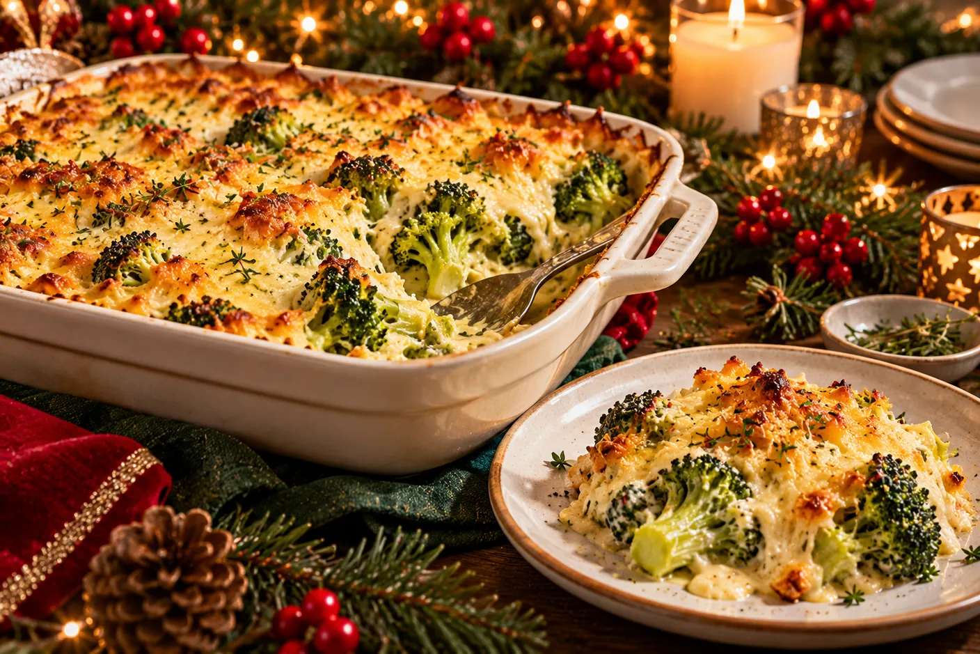 Broccoli-ovenschotel met gesmolten kaas en krokant goudbruin korstje