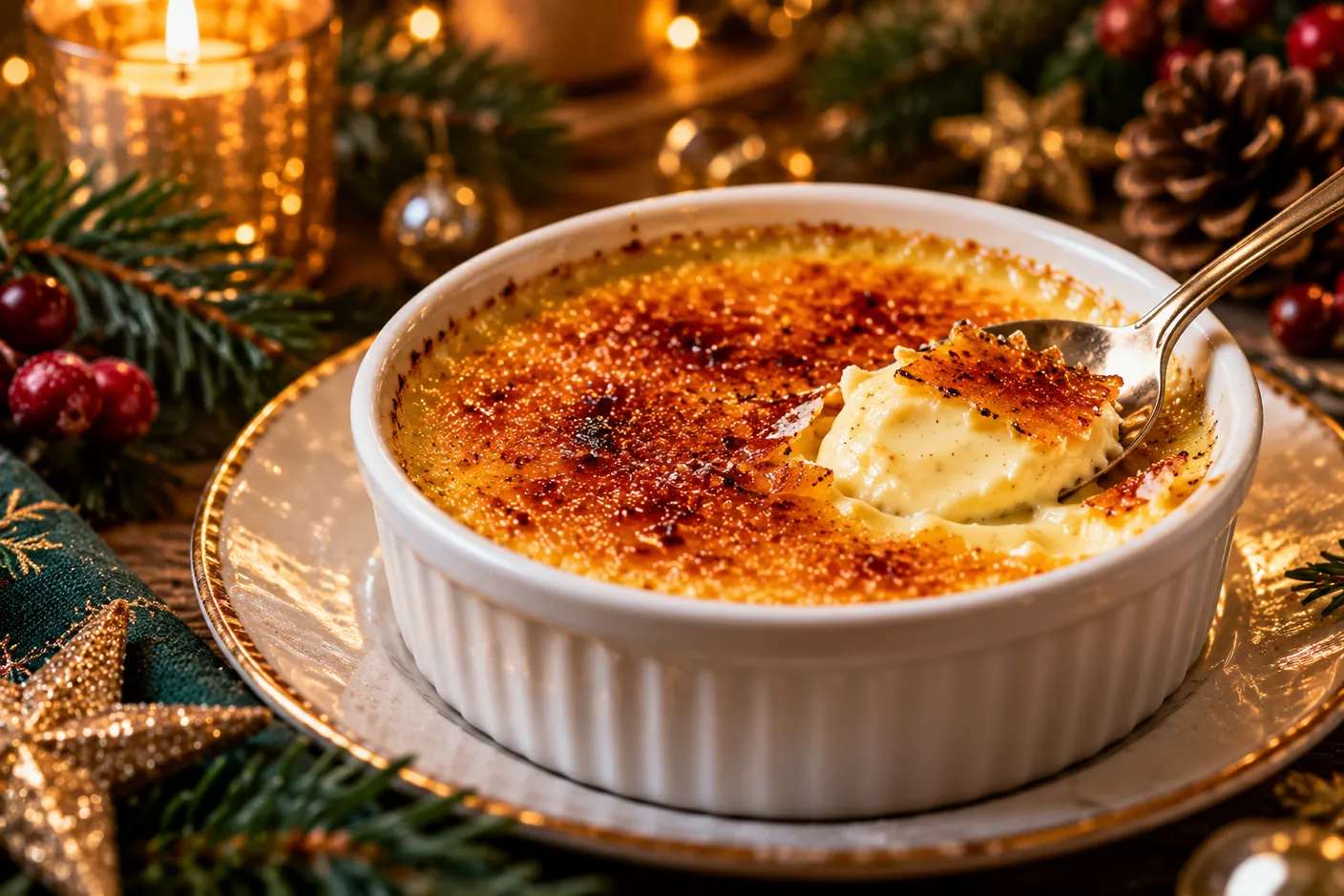 Crème brûlée met gekaramelliseerd suikerlaagje en romige vanillecustard