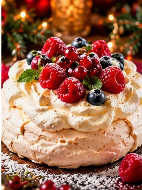Pavlova met slagroom en rood fruit